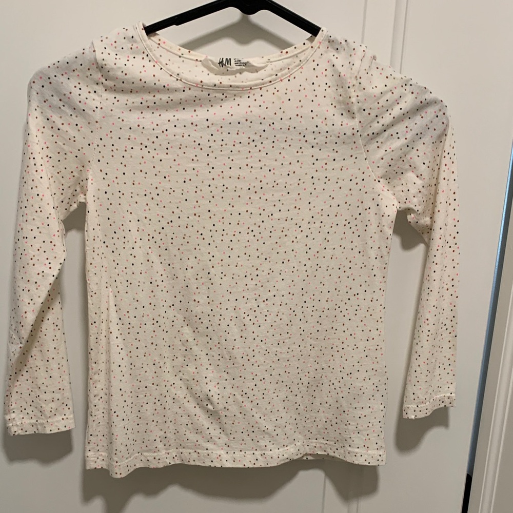 H&M Kids Long Sleeve Shirt - Cream with Multicolored Dots. Size 6/8. Pre-owned.
